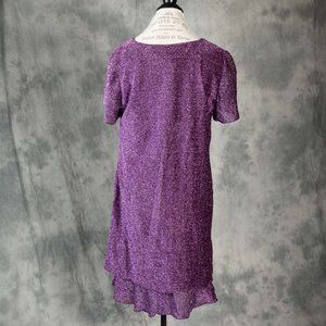 Vtg Kathie Lee 80s purple shimmer dress womens